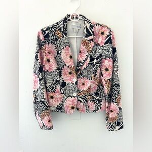 Vintage Spiegel Pink & Black Floral Blazer, Women’s Size 10